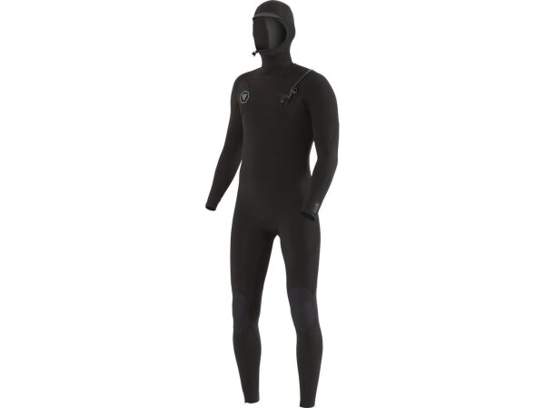 VISSLA 7 SEAS 6.5mm Neopren Wetsuit Fullsuit mit Haube und Chest Zip in schwarz