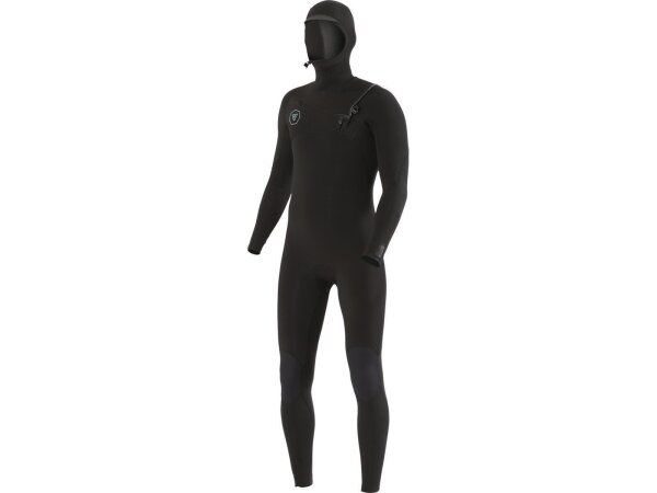 VISSLA 7 SEAS 6.5mm Neopren Wetsuit Fullsuit mit Haube und Chest Zip in schwarz Größe L