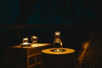 SONNENGLAS® Lichtkaraf 1000ml 1000ml-C1-Orange Speckles Edition-Kurkdeksel